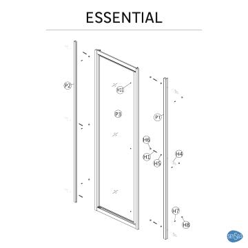 Shower door Essential chrome pivot door with 4mm clear glass 90x185 cm