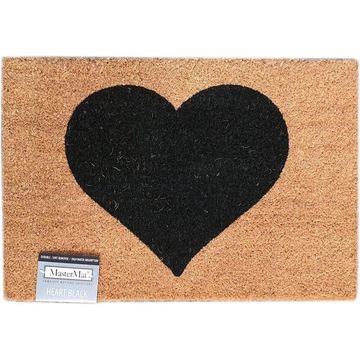 Doormat Coir Heart Black 40x60cm