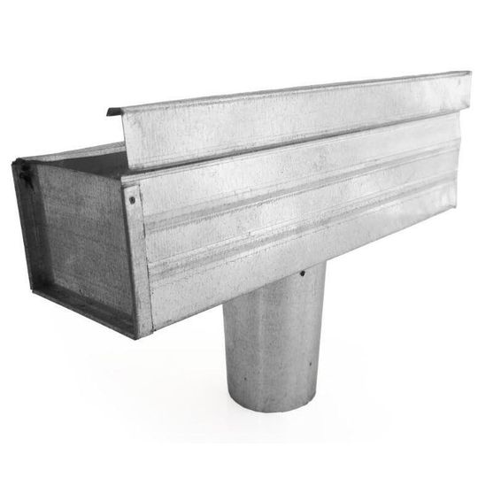 Galvanised Gutter With Square Outlet And Right Stopend