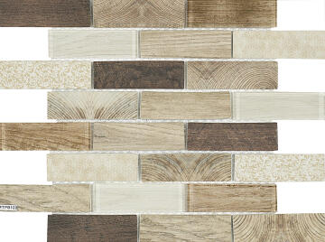 Mosaic Tile Coco Cream Woodgrain Interlocking 350x260mm