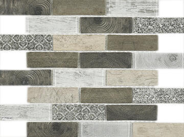 Mosaic Tile Misty Grey Woodgrain Interlocking 350x260mm