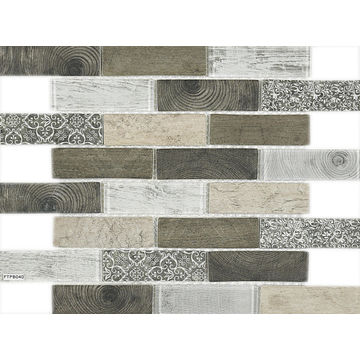 Mosaic Tile Misty Grey Woodgrain Interlocking 350x260mm