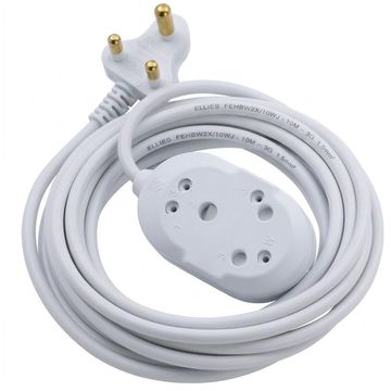 Ellies Back to Back Heavy Duty Extension Lead-10M-White -FEHBW2X/10WJ