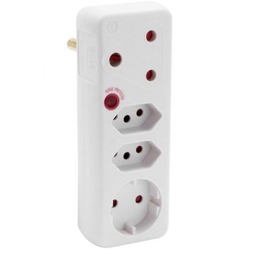 Ellies 4 Way Medium Surge adaptor with Schuko - White