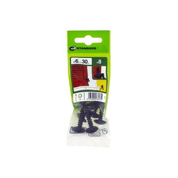 V36 HINGE SCREW ROUND HEAD TORX DRIVE STEEL BLACK PHOSPHATED 6X30 - 8 PIECES