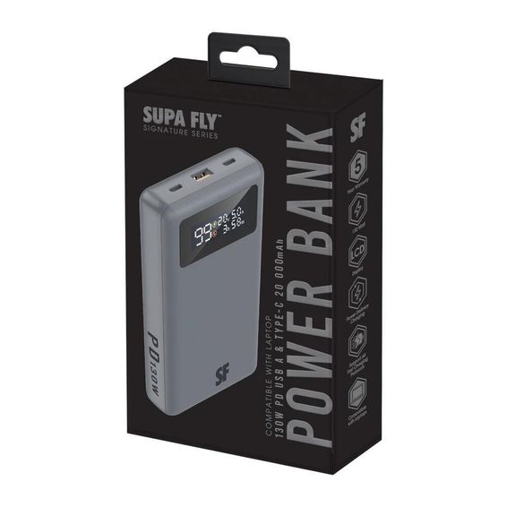 SUPA FLY POWER BANK 20000MAH LED DISPLAY BLK
