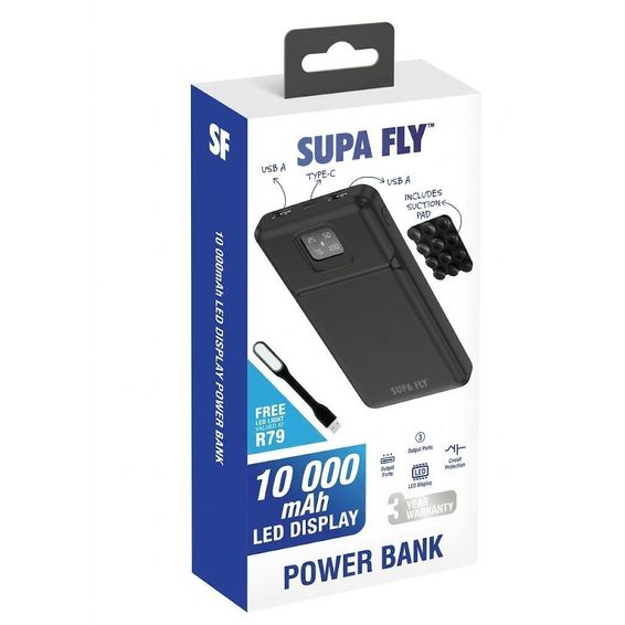 SUPA FLY POWER BANK 10000MAH BLACK