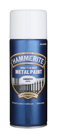 Metal Paint Direct To Rust Gloss Aerosol HAMMERITE Smooth White 400ml