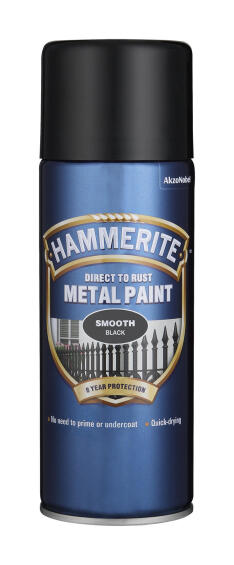 Direct to rust metal paint HAMMERITE AERO smooth Black 400ML