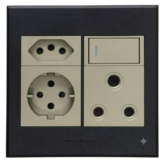 VETi 3 AURA - Round 2 Pin Plug Socket - Complete Titanium/Graphite -3V26TG