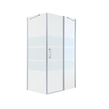 Shower enclosure Remix rectangular pivot door corner entry chrome with printed glass (60 door + 60 panel)x100x195cm