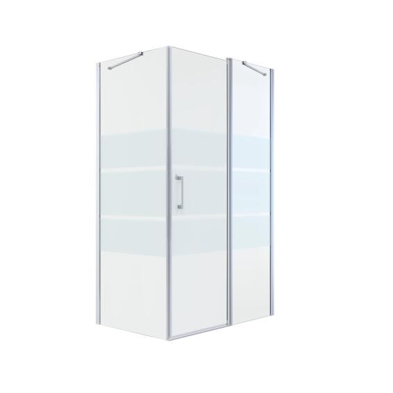Shower Door Pivot and Fixed Panels Remix Chrome with Privacy Glass 80x120x195cm