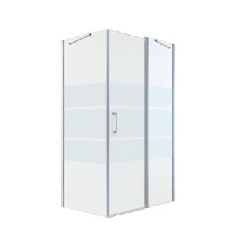Shower Door Pivot and Fixed Panels Remix Chrome with Privacy Glass 80x120x195cm