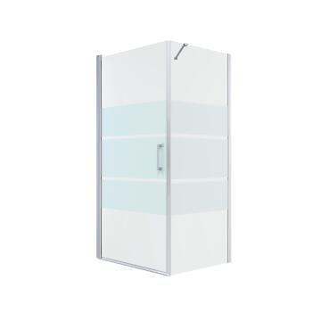 Shower enclosure Remix pivot door and fixed panel chrome with printed glass 100x80x195