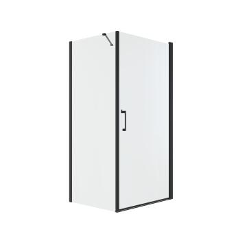 Shower enclosure Remix pivot door and fixed panel black with clear glass 100x80x195