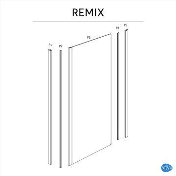 Shower Fixed Panel Remix Chrome with Clear Glass 90x195cm