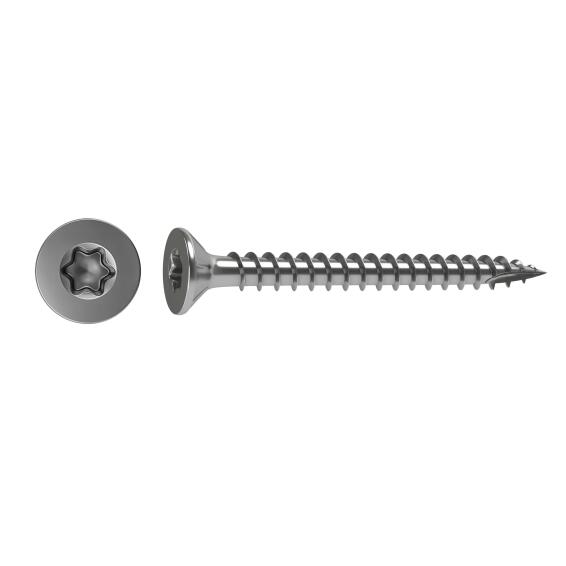 CHIPBOARD SCREW FLAT COUNTERSUNK TORX DRIVE,WITH 6 RIBS,TYPE17, STAINLESS STEEL 316 A4, 4X30, 20PCS, P1