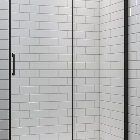 Remix Shower Door Single Slider Black with Clear Glass 100x195cm