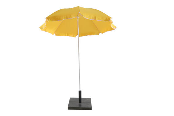 Naterial Polyester Beach Umbrella Yellow Dia 180cm