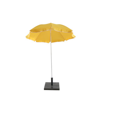 Naterial Polyester Beach Umbrella Yellow Dia 180cm