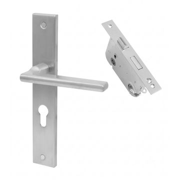 Door handle on plate qs krone 3 lever stainless steel