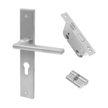 Handle on plate qs krone cylinder lockset stainless steel