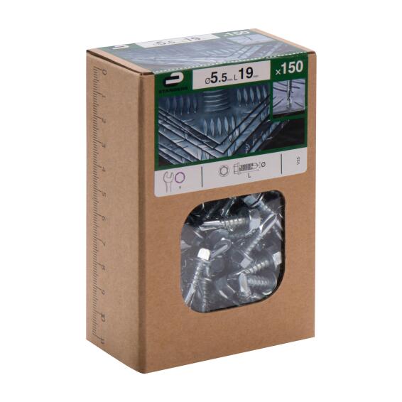 V25 SELF-DRILLING SCREW HEX STEEL WZP+CR3 5.5X19 150PCS, D1