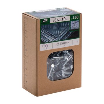 V25 SELF-DRILLING SCREW HEX STEEL WZP+CR3 5.5X19 150PCS, D1