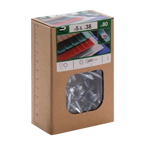 V23A SELF-DRILLING SCREW HEX + EPDM STEEL WZP+CR3 5.5X38 80PCS, D1