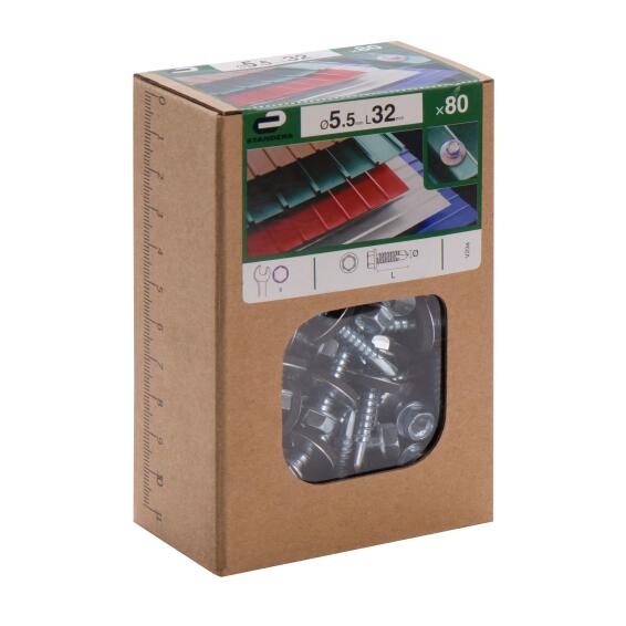 V23A SELF-DRILLING SCREW HEX + EPDM STEEL WZP+CR3 5.5X32 80PCS, D1