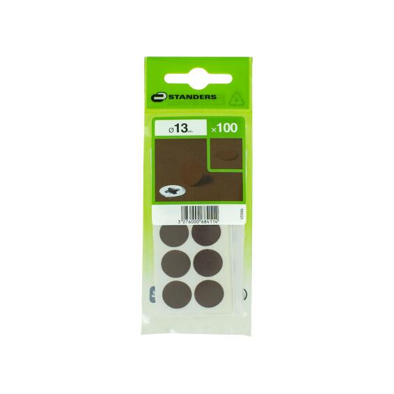 COVER SCREW ADHESIVE PLASTIC BROWN 100P