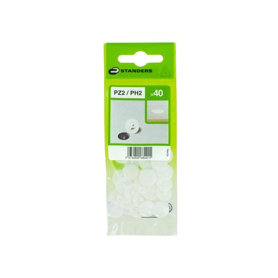 VD48A COVER FOR SCREW POZI-PHILLIPS CLIP PLASTIC WHITE POZI 2 - 40 PIECES