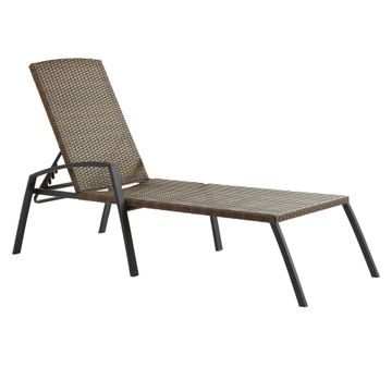 Zena Fix Wicker & Steel Pool Lounger Dark Brown L204cmxD65cmxH77cm