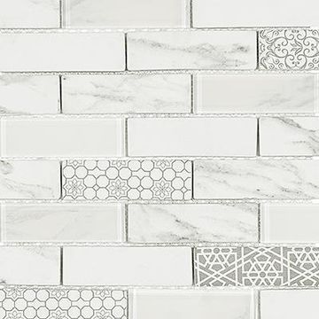 Mosaic Tile Snow Drop White 350x260mm