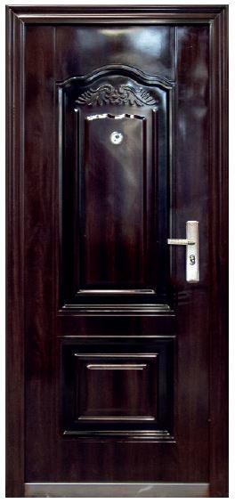 Entry Door High Security Steel with Frame (prehung) 2 Panel Dark Brown Left Hand Opening Open-in-w860xh2050mm