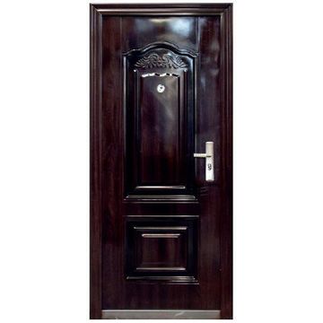 Entry Door High Security Steel with Frame (prehung) 2 Panel Dark Brown Left Hand Opening Open-in-w860xh2050mm