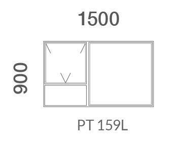 Window Aluminium Top Hung PT159 1 Vent Charcoal-w1490xh890mm
