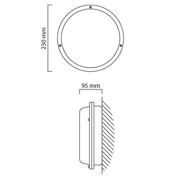 EUROLUX ROUND B/HEAD 230MM WHITE 1X2D 16W