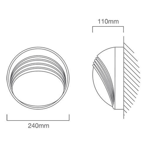EUROLUX MOON ROUND LARGE B/HEAD 240MM BLACK