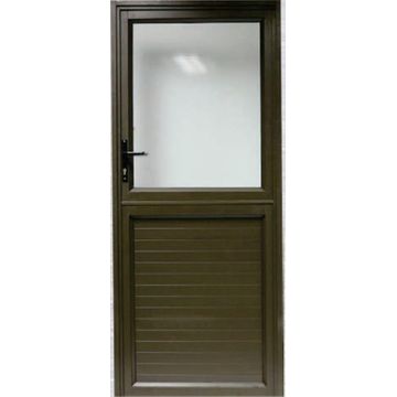 Aluminium stable door bronze kick plate obscure glass right hand opening W900 x H2100MM