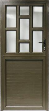 Aluminium stable door bronze staggered obscure glass right hand opening W900MM x H2100MM