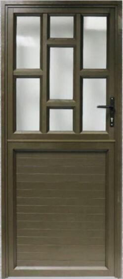 Aluminium stable door bronze staggered obscure glass left hand opening W900 x H2100MM