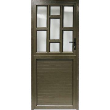 Aluminium stable door bronze staggered obscure glass left hand opening W900 x H2100MM