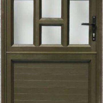 Aluminium stable door bronze staggered obscure glass right hand opening W900MM x H2100MM