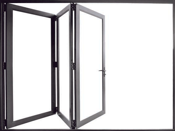 Folding Door Aluminium 3 Panel Charcoal-Left Hand Opening-Open out-w1790xh2090mm