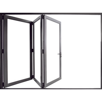 Folding Door Aluminium 3 Panel Charcoal-Left Hand Opening-Open out-w1790xh2090mm