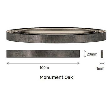 Edging PVC Roll Monument Oak-1mm thick-w20mmxl100m