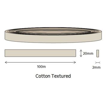 Edging PVC Roll Cotton Textured Stucco 2x20xmm-100m