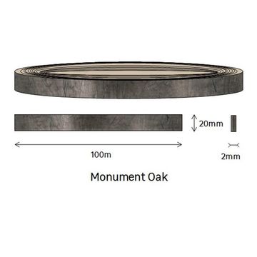 Edging PVC Roll Monument Oak-2mm thick-w20mmxl100m