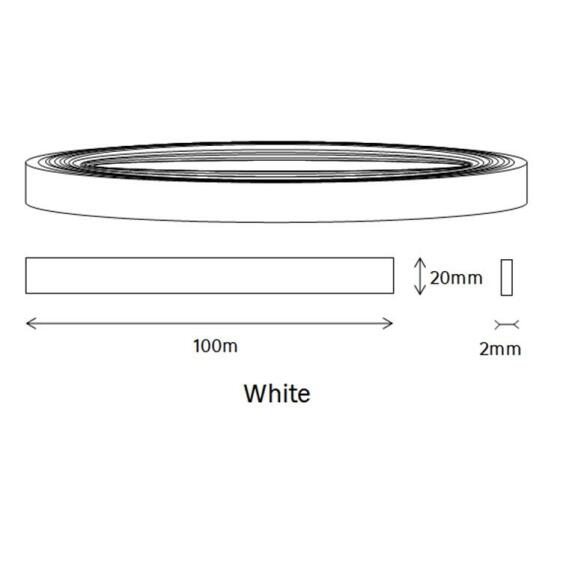 Edging PVC Roll White-2mm thick-w20mmx l100m